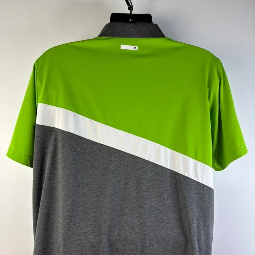 Adidas Golf Mens XL Climalite Polo Shirt Lime Green Grey‎ Colorblock Activewear